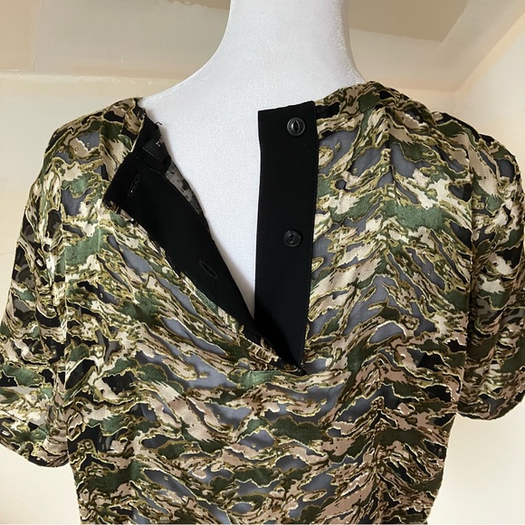 Rag & Bone Gia Camouflage-print Devoré-satin Silk Top In Green Multi size XS - Picture 7 of 9